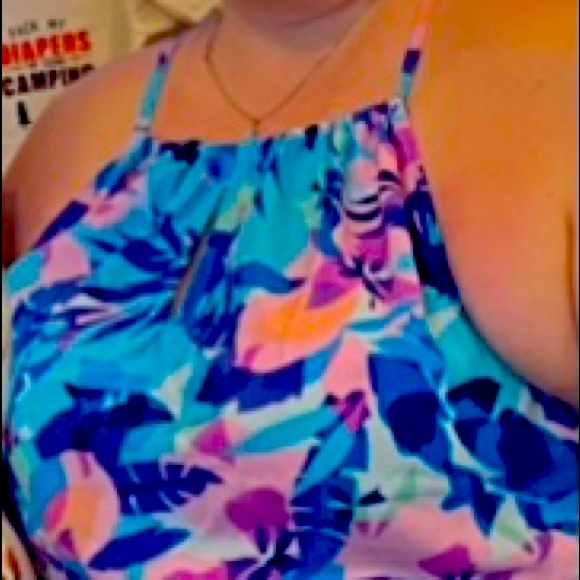 Blue and pink full length dress - Picture 1 of 2